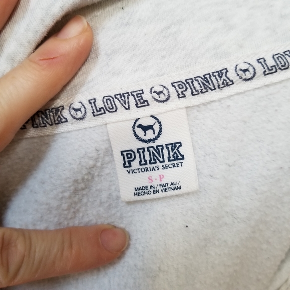3/$28 Pink Pullover Gray Half zipper Sz S - Picture 7 of 7